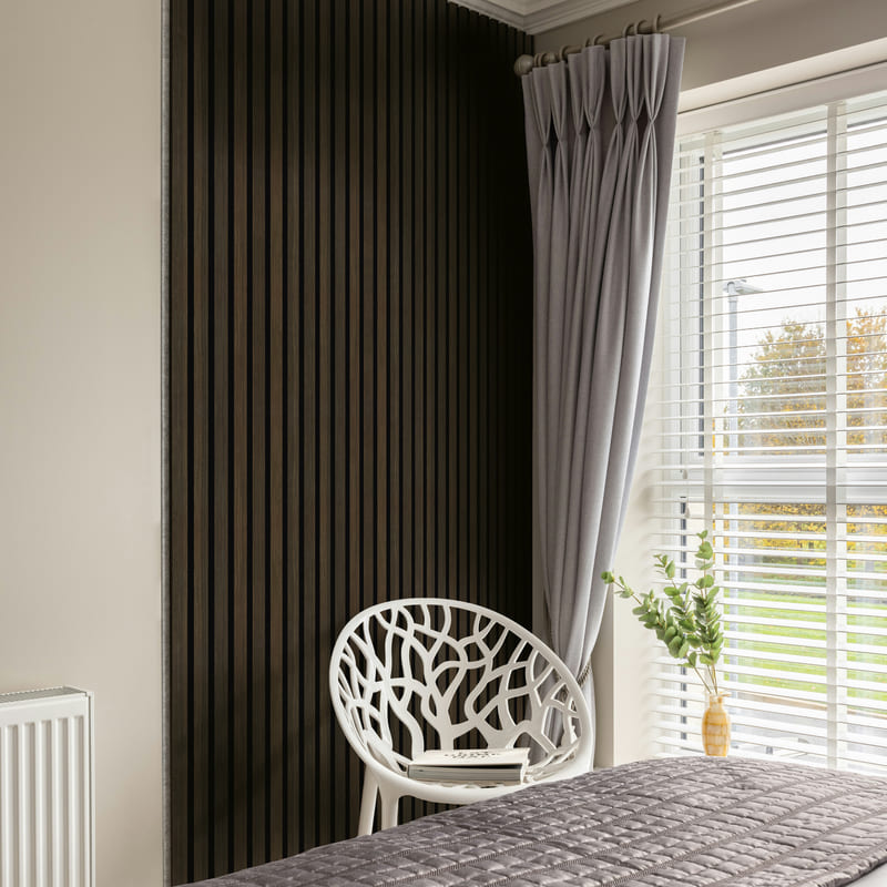 Hush™ 9' Smoked Oak Acoustic Slat Wood Wall Panels (Box of 2 pcs.)