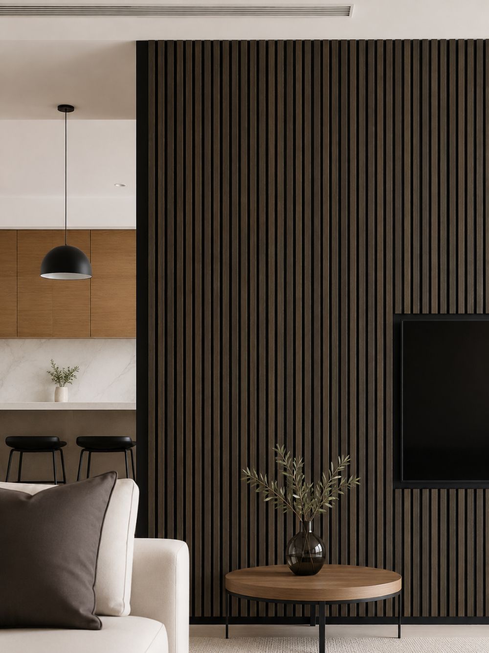 Hush™ 9' Smoked Oak Acoustic Slat Wood Wall Panels (Box of 2 pcs.)