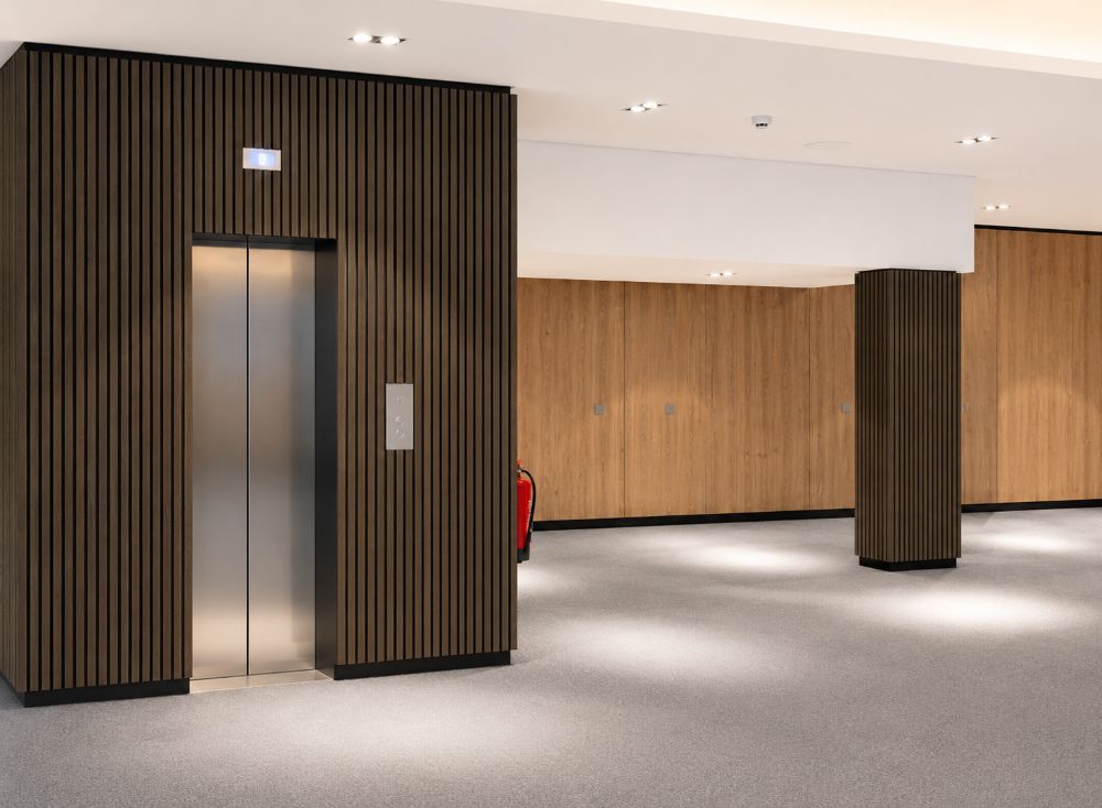 Hush™ 9' Smoked Oak Acoustic Slat Wood Wall Panels (Box of 2 pcs.)