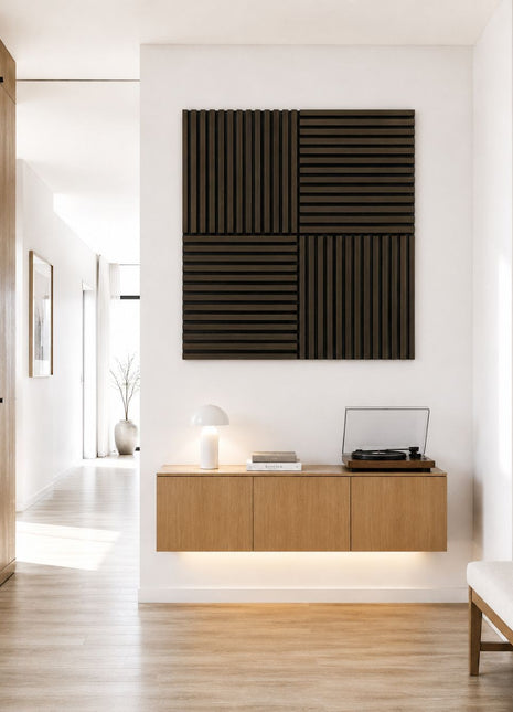 Hush™ 2' Smoked Oak Acoustic Slat Wood Wall Panels (Box of 4 pcs.)