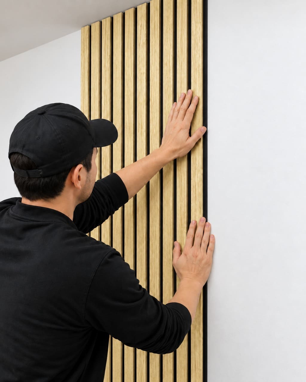 Position the panel on the wall and align it carefully.