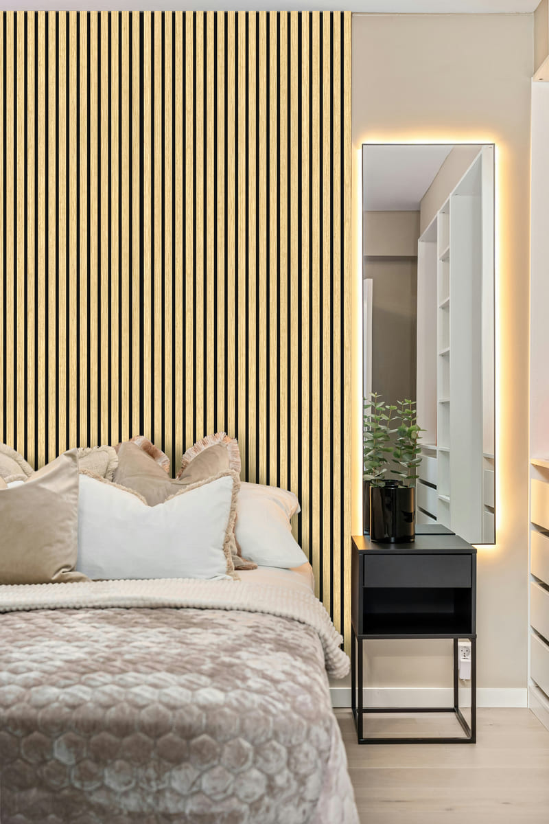Hush™ 9' White Oak Acoustic Slat Wood Wall Panels (Box of 2 pcs.)