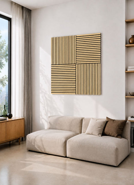 Hush™ 2' White Oak Acoustic Slat Wood Wall Panels (Box of 4 pcs.)