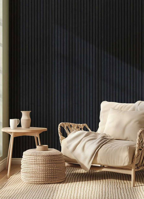 Hush™ 9' Black Oak Acoustic Slat Wood Wall Panels (Box of 2 pcs.)