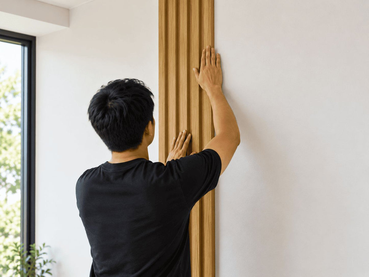 Put and press panel to the wall.