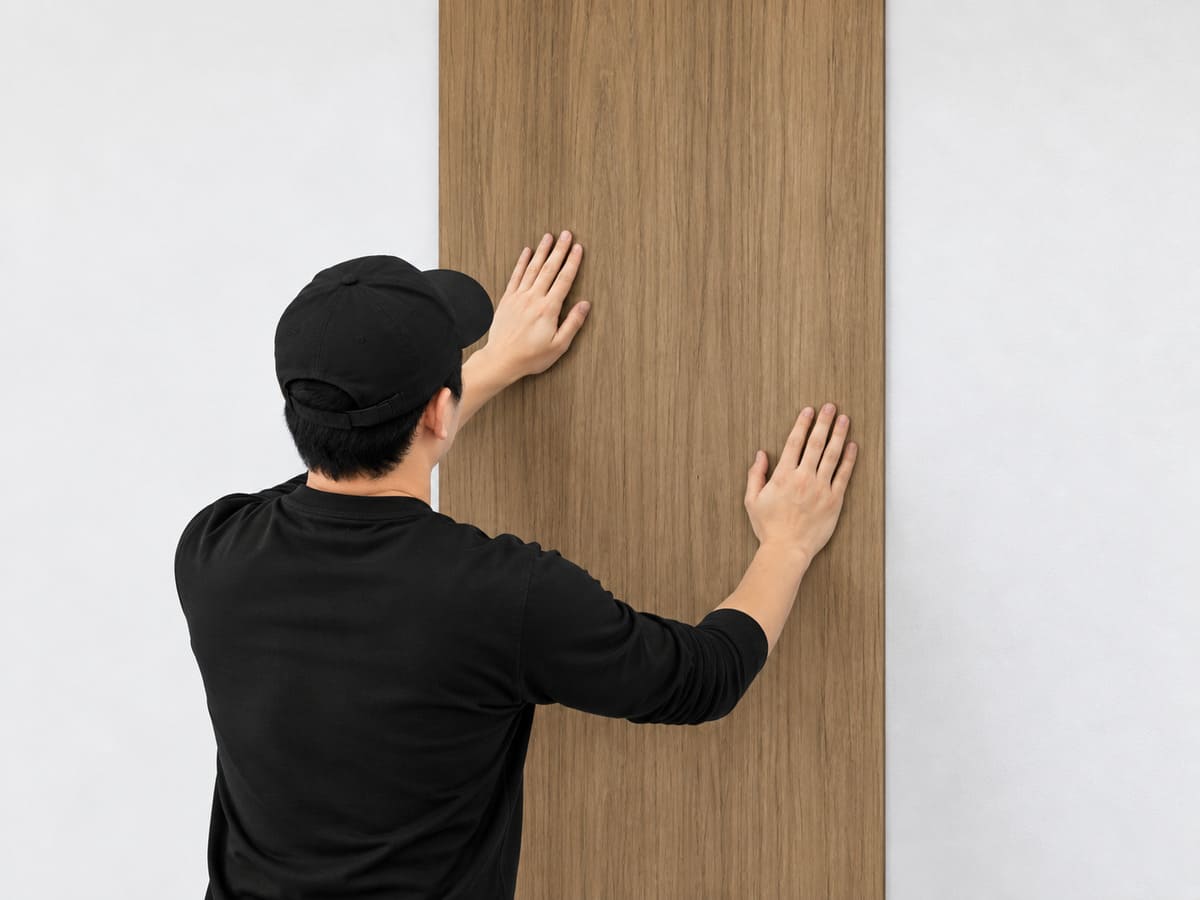 Place the panel against the wall and align it in the desired position.