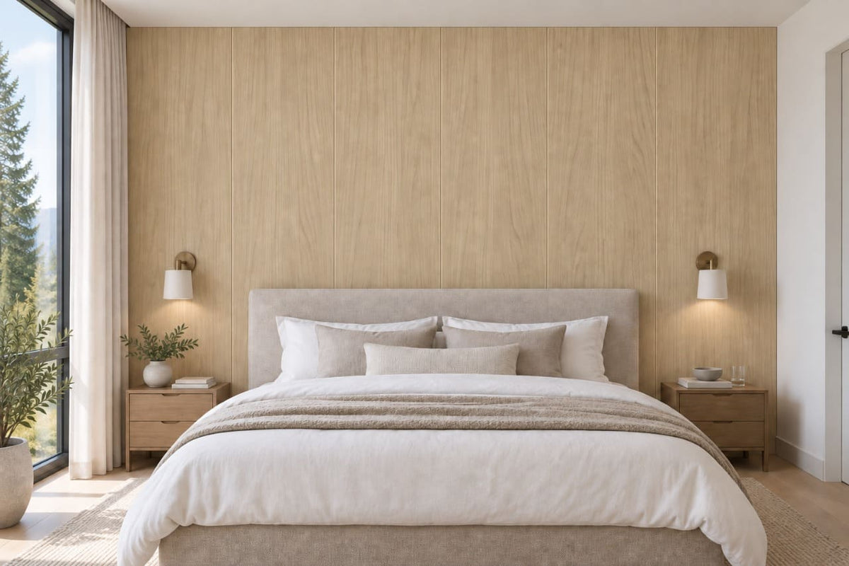 Wallslab Wheat Veil flat wall panels bedroom upholstered bed